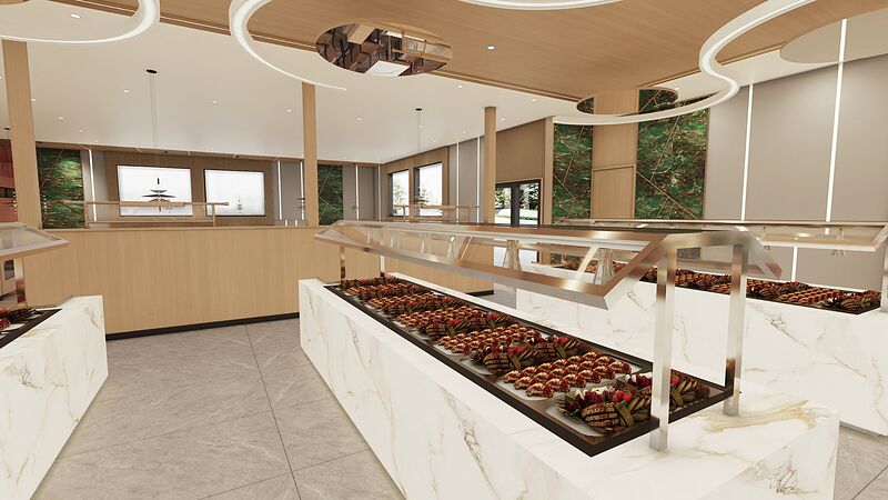 Buffet stations under ring lights